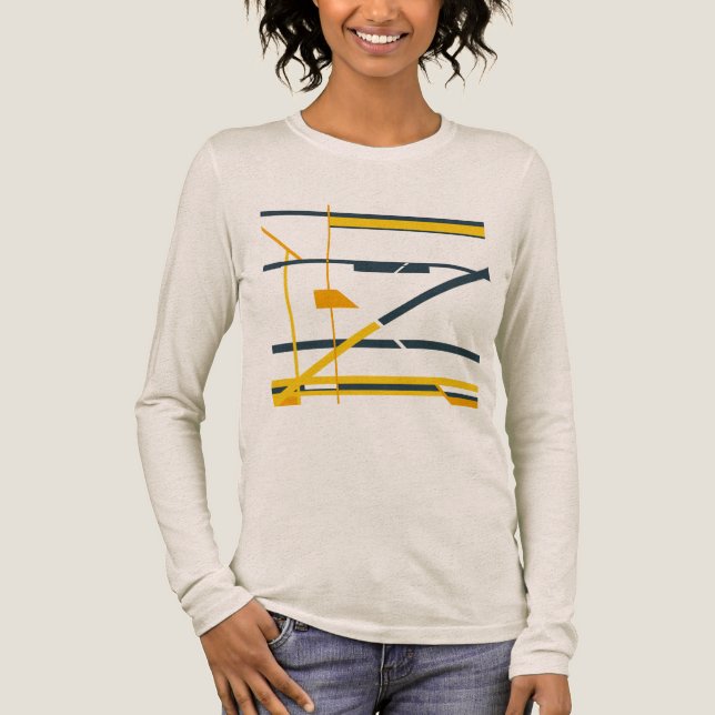 Geometrischer Abstrakter MCM-Look in Gold, Grau Or Tri-Blend Shirt (Vorderseite)