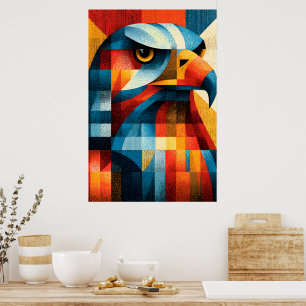 Geometrischer Adler Art Deco Abstrakte Pop Art Pos Poster