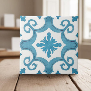 Geometrischer, aquamariner, marokkanischer Mittelm Fliese