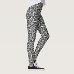 Geometrischer Aquarellstern in Grau und Weiß Leggings
