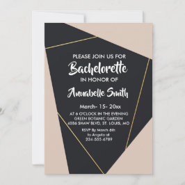 geometrischer Bachelor, rosa, schwarz und gold Einladung