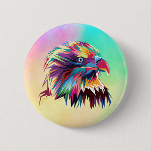Geometrischer Bald Adler Prismatischer Pop Art-434 Button