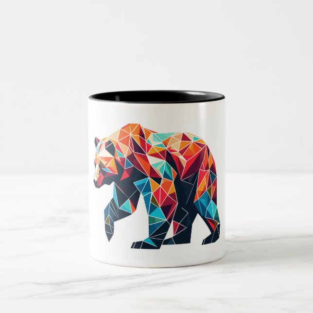 Geometrischer Bär Zweifarbige Tasse (Mittel)