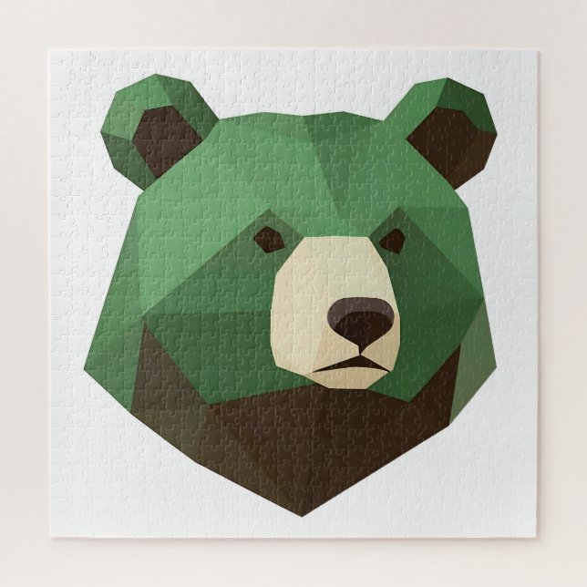 Geometrischer Bärenkopf Low Poly Puzzle (Vertikal)