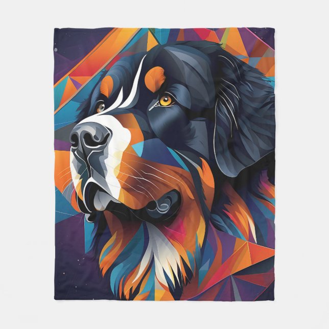 Geometrischer Bernhund Fleecedecke (Vorderseite)