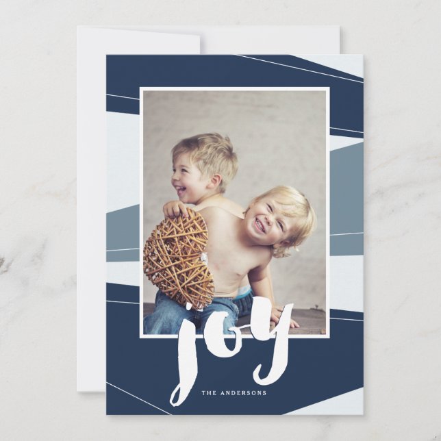 Geometrischer Block | Blue Joy Foto Card (Vorderseite)