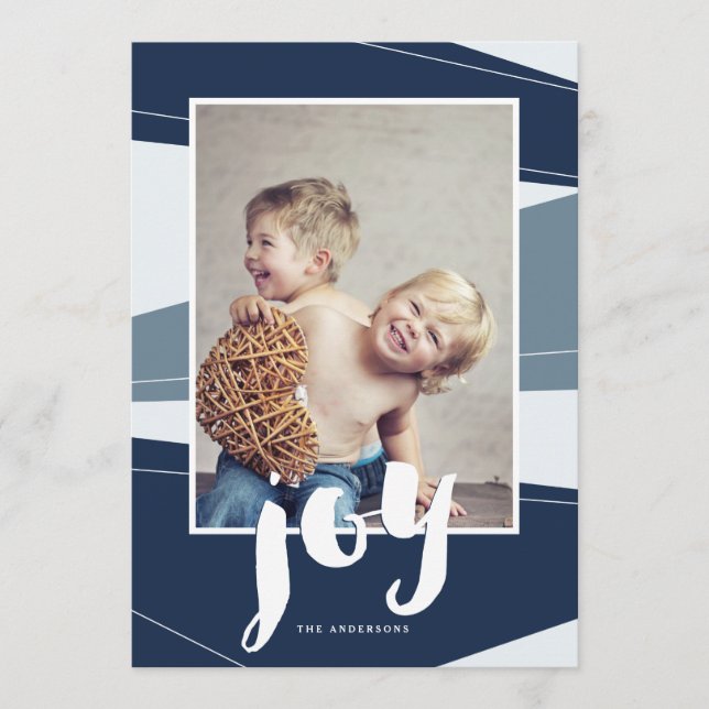 Geometrischer Block | Blue Joy Foto Card (Vorderseite)
