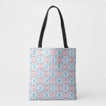 Geometrischer Blumenmuster-Leinen-Tasche – Elegant