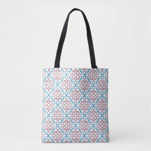 Geometrischer Blumenmuster-Leinen-Tasche – Elegant