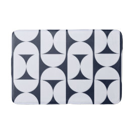 Geometrischer Bogen-Druck-Badematte – Navy & Weiß Badematte