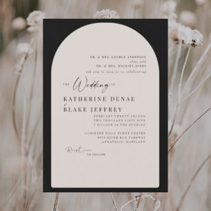 Geometrischer Bogen Schwarz & Creme Hochzeit  Einladung