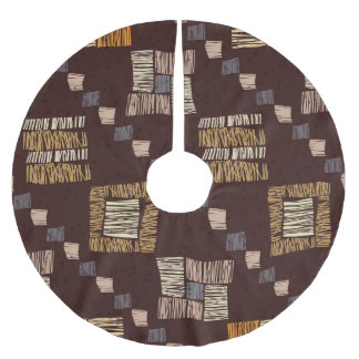 Geometrischer brauner Ethnic-Stamm-Hintergrund Polyester Weihnachtsbaumdecke