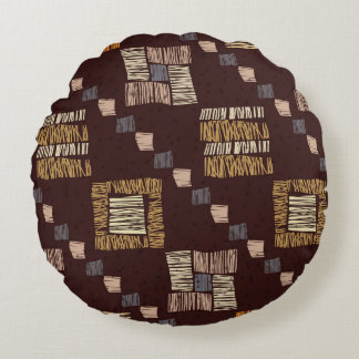 Geometrischer brauner Ethnic-Stamm-Hintergrund Rundes Kissen