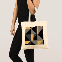 Geometrischer Budget-Totebeutel Schwarz, Goldgrau