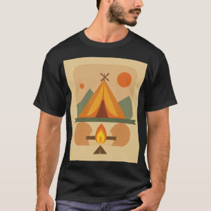 Geometrischer Camping-Zelt-Aufkleber - Outdoor-Abe T-Shirt