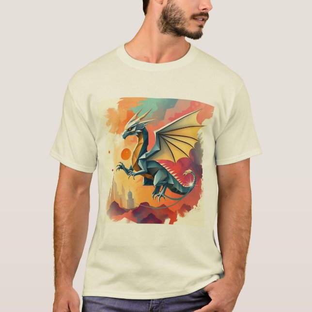 Geometrischer Drache T-Shirt (Vorderseite)