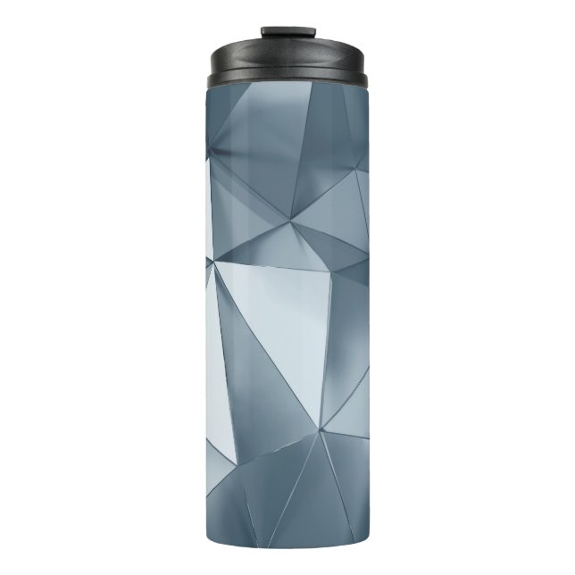 Geometrischer dreidimensionaler Metallhintergrund Thermosbecher (Vorderseite)