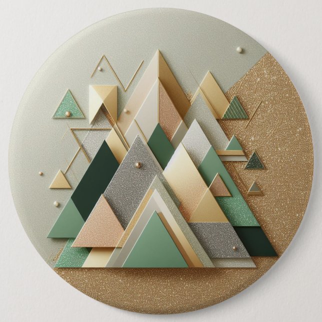 Geometrischer Dreieck-Glitzer Abstrakt polygonal Button (Vorderseite)