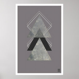 Geometrischer Dreieck-Kunst Druck Dunkelgrau Poster
