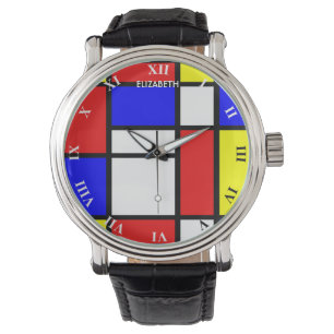 Geometrischer Entwurf Mondrian inspirierte moderne Armbanduhr