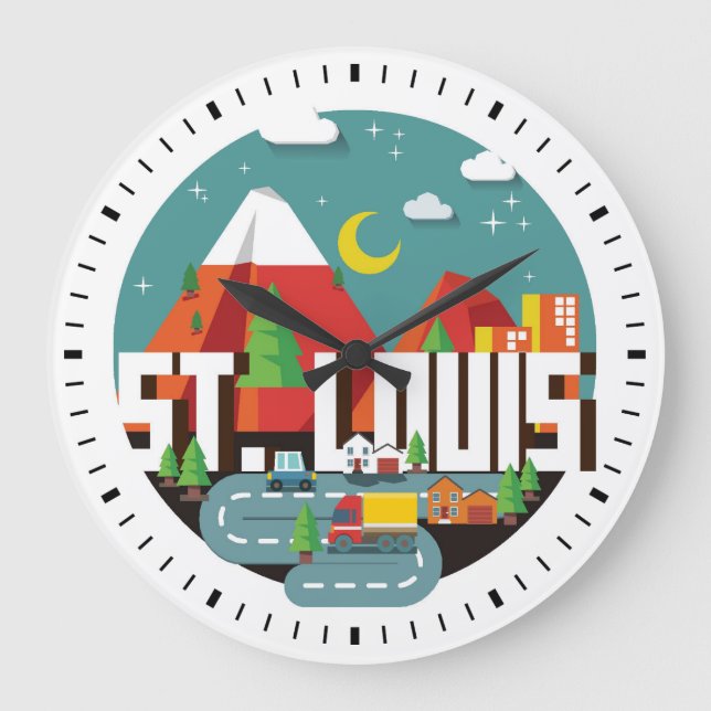 Geometrischer Entwurf St. Louis, Missouri Große Wanduhr (Vorderseite)