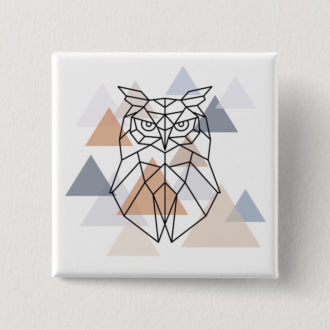 Geometrischer Eulen-Entwurf Button (Vorderseite)