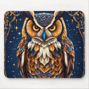 🦉 Geometrischer Eulen-Schreibtischschmuck für Vog Mousepad