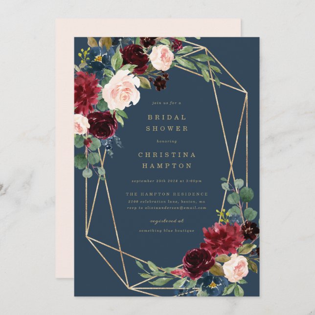 Geometrischer Fall Elegance Brautdusche Einladung (Vorne/Hinten)