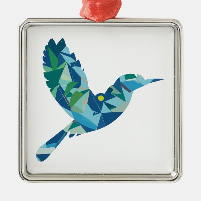 Geometrischer farbiger Bird Ornament Aus Metall (Vorne)