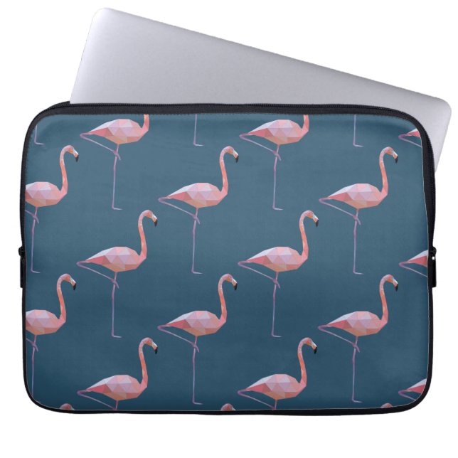 Geometrischer Flamingo-Druck aquamarin Laptopschutzhülle (Vorderseite)