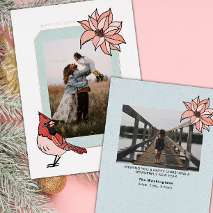 Geometrischer Foto-Rahmen für Weihnachten-Kardinal Folien Feiertagskarte