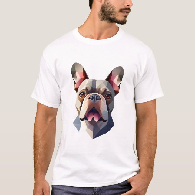 Geometrischer Frenchie-Kopf T-Shirt (Vorderseite)