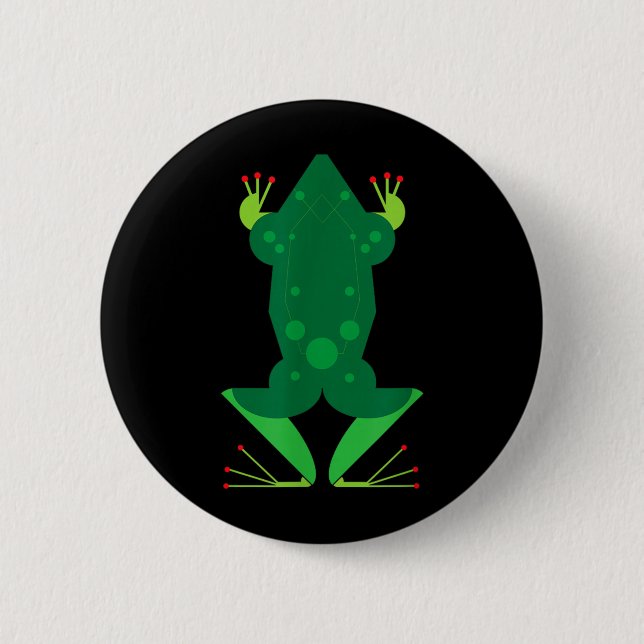 Geometrischer Frosch Minimalistisches Tier Grafik  Button (Vorderseite)