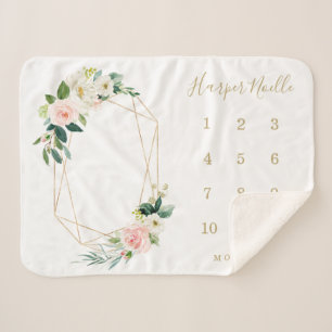 Geometrischer Frühjahr Florals Baby Milestone Sherpadecke