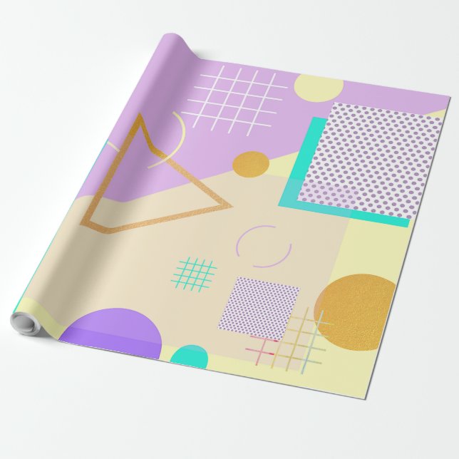 Geometrischer gelber Druck Geschenkpapier (Ungerollt)