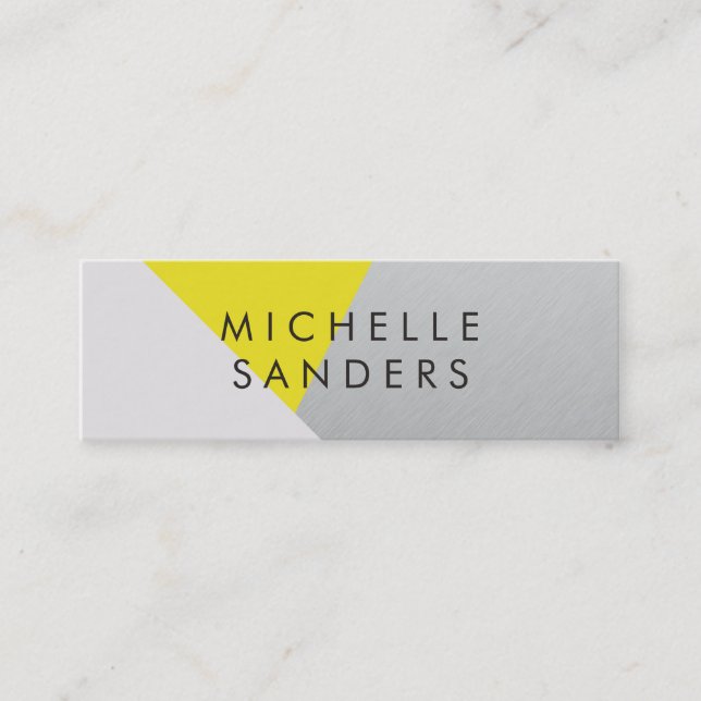 Geometrischer gelbgrauer Metallic Moderner Farbblo Mini Visitenkarte (Vorderseite)