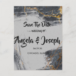Geometrischer Glitzer aus Marmor Save the Date Ankündigungspostkarte