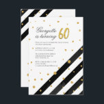 Geometrischer Glitzer Schwarz-weiß Streifen 60. Ge Einladung<br><div class="desc">Senden Sie die Einladungen für das kommende Meilenstein-Party mit unserem geometrischen 60. Geburtstag Glitzer Schwarz-weiß Stripe Einladung. Mit wunderschöner botanischer Aquarellblüte. Einfach mit den Party-Details personalisieren, indem Sie auf die Schaltfläche Anpassen klicken, um den Stil und die Platzierung des Textes weiter zu ordnen und zu formatieren. TIPP: Füge unsere ergänzenden...</div>