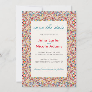 Geometrischer Glitzernder Metallischer Luxus-Hochz Save The Date