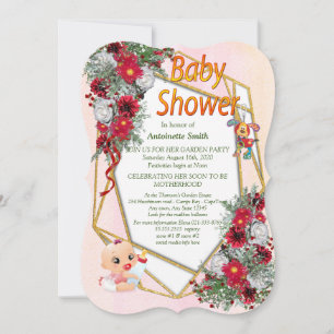 Geometrischer Gold Glitter Baby Shower Einladung