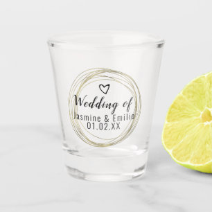 Geometrischer goldener Hochzeitsring Logo Paaren N Schnapsglas