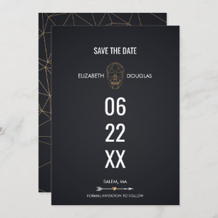 Geometrischer Goldschägel Save the Date Einladung