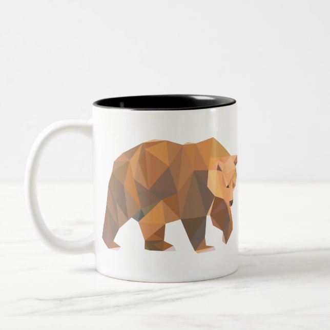 Geometrischer Grizzlybär Zweifarbige Tasse (Links)