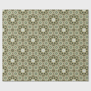 Geometrischer grüner und weißer Blumenkaleidoskop Geschenkpapier