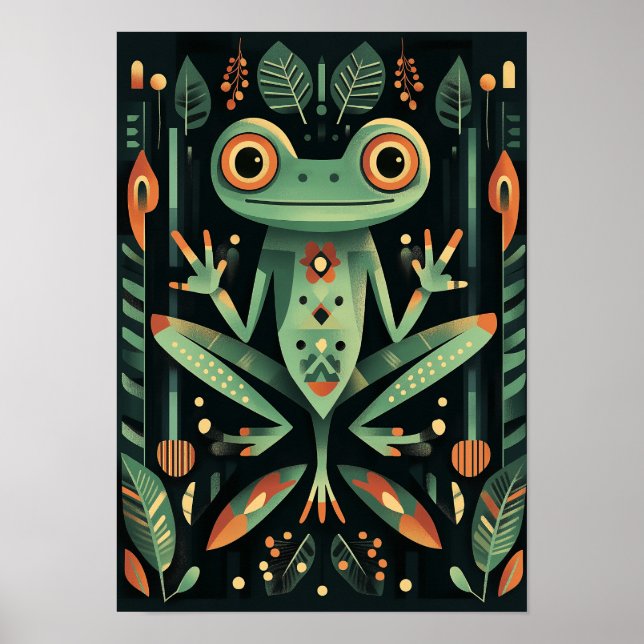 Geometrischer Grünfrosch Poster (Vorne)