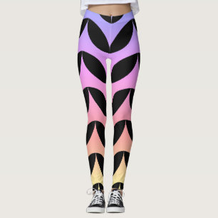 Geometrischer Halbkreis Schwarz & Blau Trendsommer Leggings