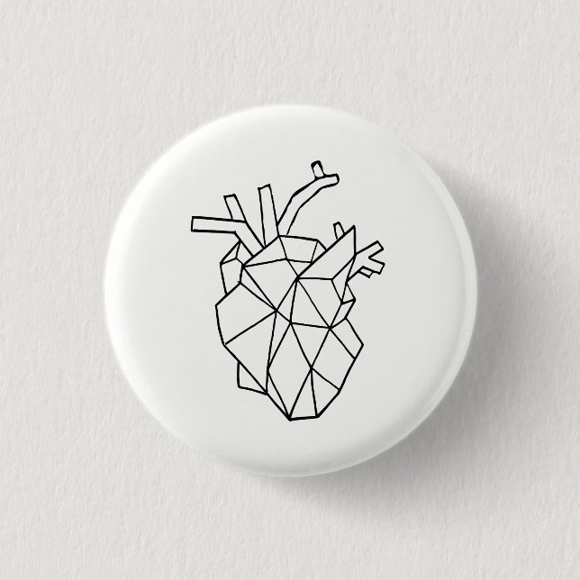 Geometrischer Herz Knopf Button (Vorderseite)