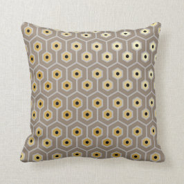 Geometrischer Hexagon-Mustertaupe-graue schwarze Kissen