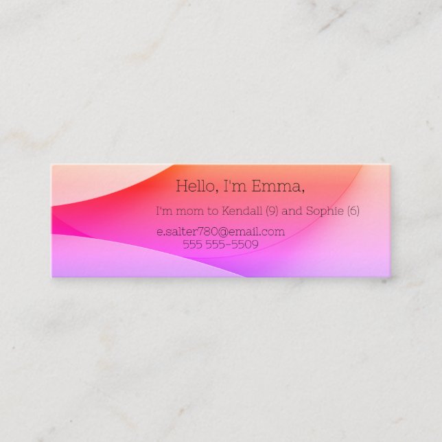 Geometrischer Hintergrund in Rot- und Rosatönen Mini Visitenkarte (Vorderseite)