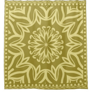 Geometrischer Hintergrund mit Blumen. Stammesethni Duschvorhang